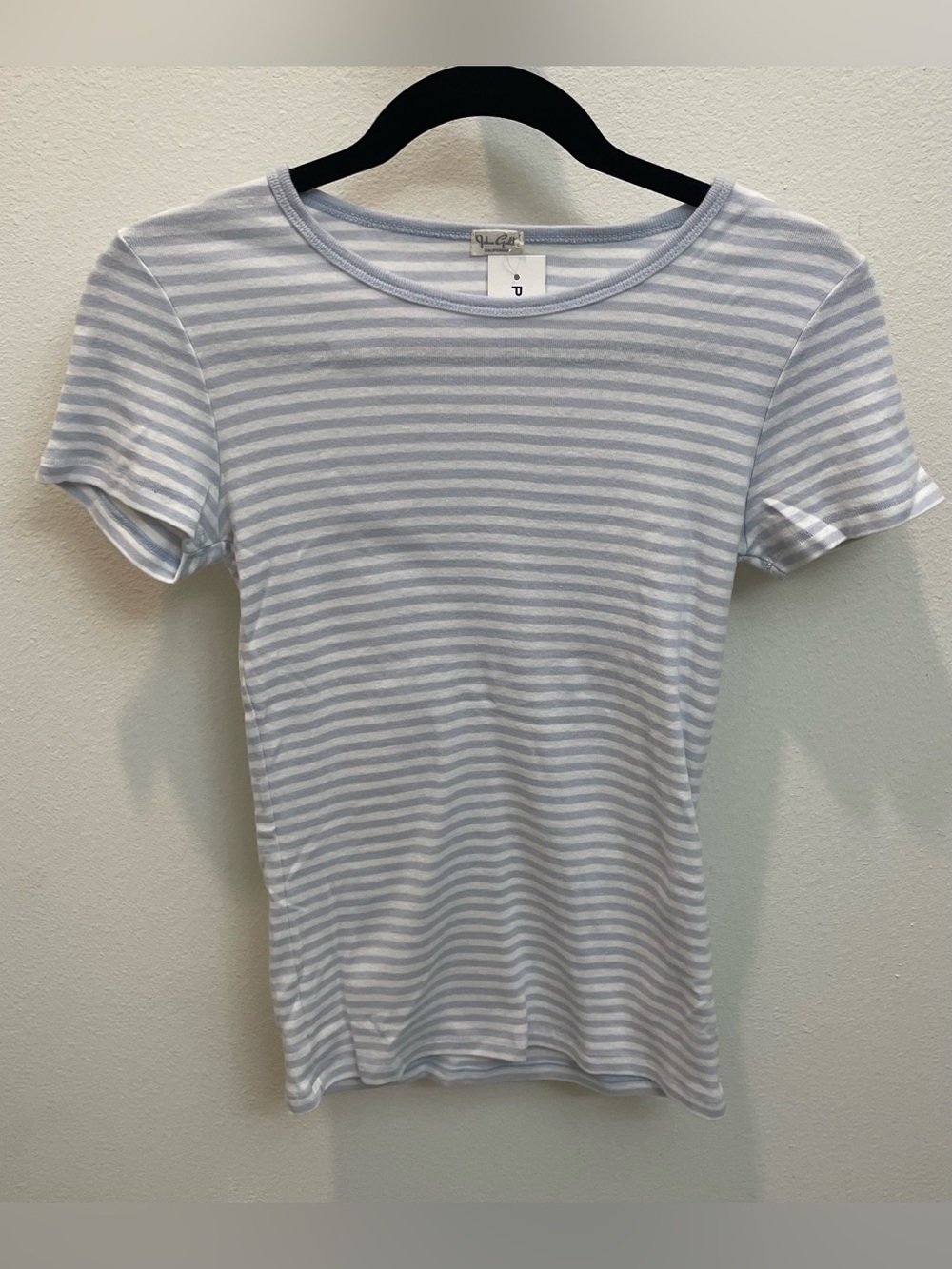 NWT John Galt Brandy Melville Cotton Light Blue Stripe Preppy Short Sleeve Tee